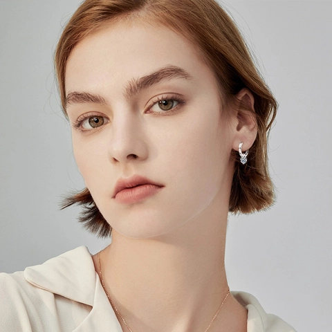 Minimalist 925 Sterling Silver Moissanite Hoop Earrings For Women D Color Waterdrop Shaped Electroplated Fine Jewelry Gift