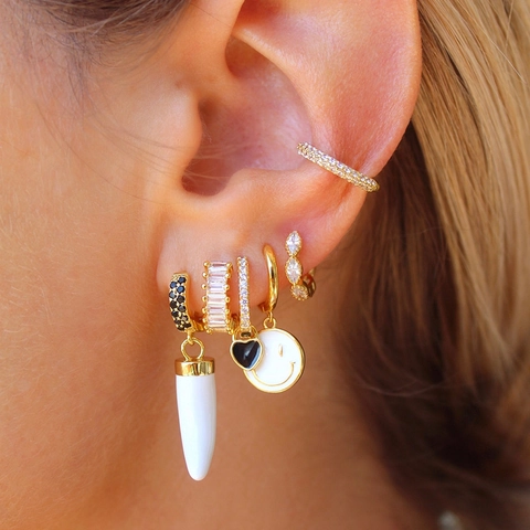 Fashion Copper Rhinestone Chili Heart Smile Face Drop Earrings With 925 Sterling Silver Earring Post Enamel Jewelry For Women