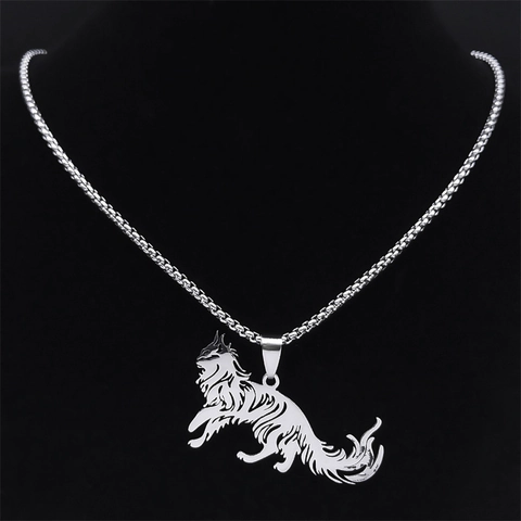 Roestvrijstalen Hanger Ketting Holle Dier Cat Wolf Silhouette Hip Hop Punk Sieraden Voor Mannen Vrouwen