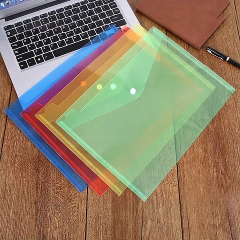 Pochettes Chemises À Documents Plastique PP Translucide Imperméable Fermeture À Pression Pour Bureau École Étudiants Rangement