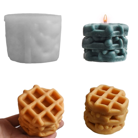 Waffel Silikonform Dreistufiges Design Für DIY Duftkerzen Handgemachte Seife Schokolade Backen Handwerk Weiß