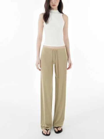 Dames Wijde Pijpen Broek Lyocell Spandex Koord Lage Taille Casual Los Recht Lounge Broek Zacht Comfortabel