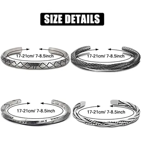 Retro Viking Pattern Cuff Bracelets Alloy Antique Silver Finish Adjustable Open Bangle Engraved Heart For Men Women
