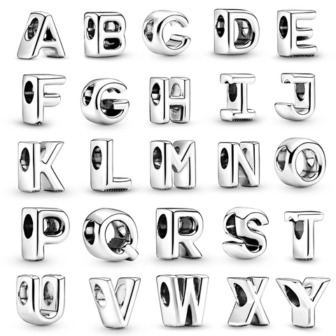 English Letter Beads Silver Tone Metal Alphabet Charms For DIY Jewelry Making Bracelet Necklace Minimalist Accessories