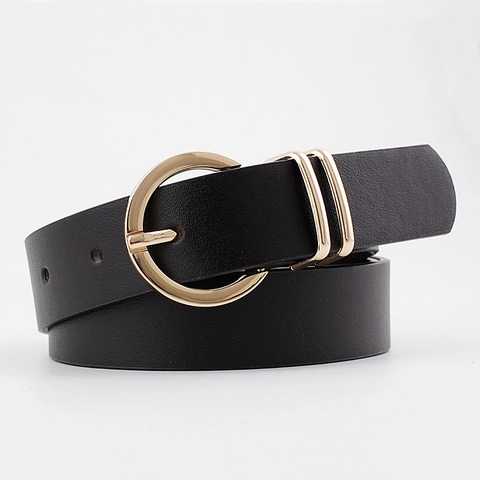 Cinturón De Cuero PU Para Mujer Con Hebilla De Pasador Geométrica De Aleación Para Vaqueros Vestido Estilo Casual Cintura