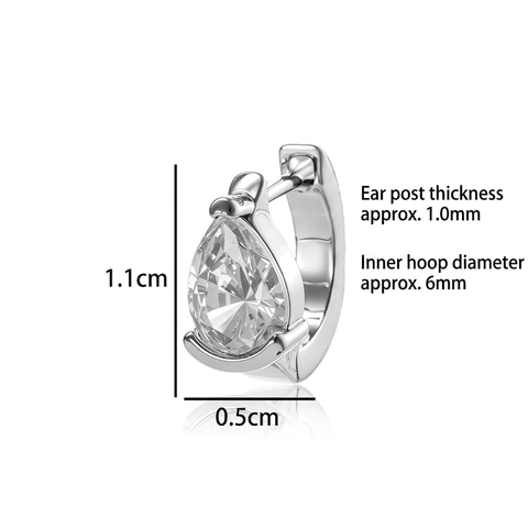 Minimalist Pear Teardrop Zircon Ear Hoops Copper Piercing Earrings Women Tiny Huggie Dangle Jewelry