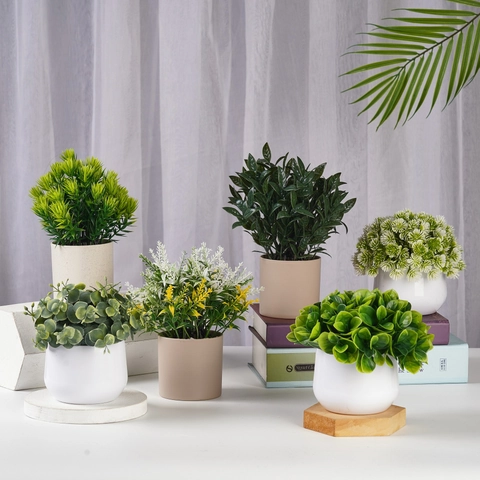 Künstliche Topfpflanzen Plastik Grünpflanzen Schreibtisch Dekoration Innen Home Office Nordischer Stil Minimalistisch