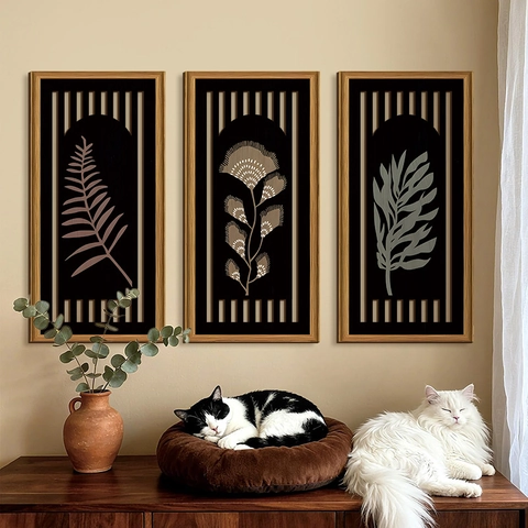 Botanische Wanddeko Holz Vintage Blatt Silhouette Plakette Für Wohnzimmer Schlafzimmer Minimalistische Boho Heimkunst