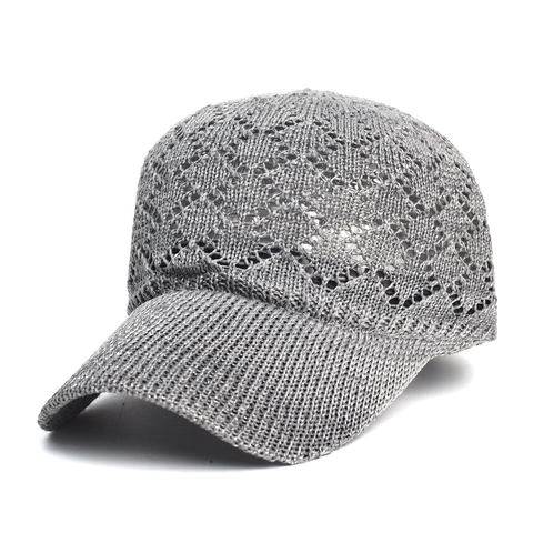 Women Outdoor Sun Protection Baseball Cap Hollow Knit Breathable Sunshade Hat Casual Polyester Woven Mesh Peak Cap