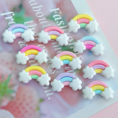 Mini Regenboog Wolk Hars Patches Kleurrijke Flatback Cabochons Voor DIY Haarclips Telefoonhoesjes Knutselen Schattige Decoraties