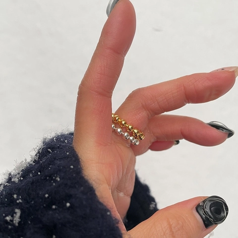 Beaded Ring Aus 925 Sterling Silber Minimalistischer Hochglanzpolierter Kugelring Stapelbarer Schmuck Für Damen