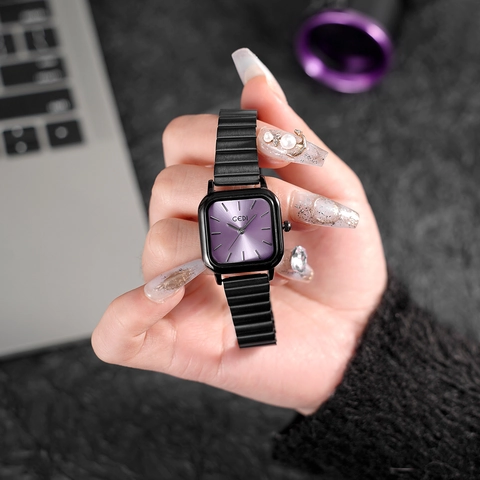 Orologio Al Quarzo Da Donna Quadrante Quadrato Cinturino In Acciaio Inossidabile Impermeabile Elegante