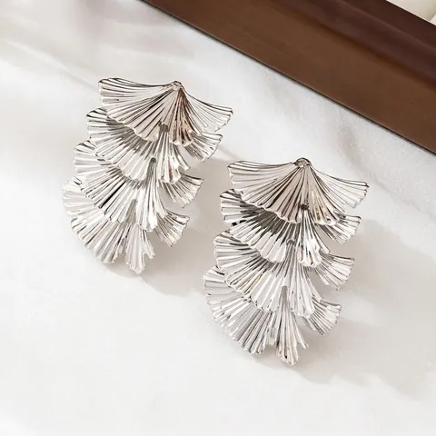 Orecchini Pendenti A Strati Con Foglie Lega Ginkgo Salice Gioielli Retro Per Donna