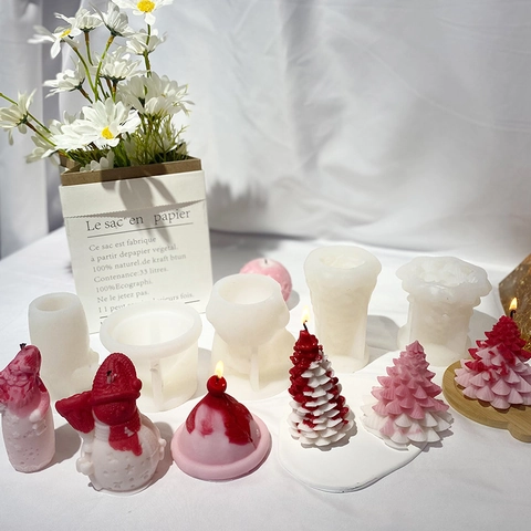 Christmas Tree Silicone Mold DIY Scented Candle Soap Plaster Resin Crafting Santa Claus Snowman Gingerbread Man Shapes