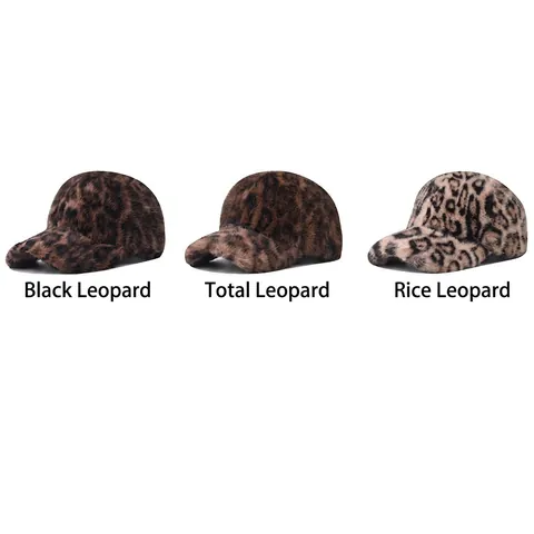 Gorra De Béisbol Estampado De Leopardo Piel Sintética Cálida Felpa Invierno Aire Libre Unisex Ajustable