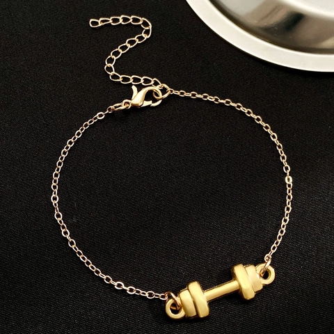 Titanium Steel Dumbbell Pendant Bracelet For Men Women Unisex Sports Fitness Gym Adjustable Chain Fashion Jewelry Gift