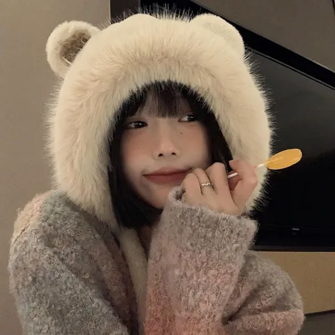 Chapeau En Peluche Oreille D'Ours Mignonne Fausse Fourrure Chaud Épaissi Hiver Bonnet À Cache-Oreilles Pour Femmes Style Coréen Kawaii