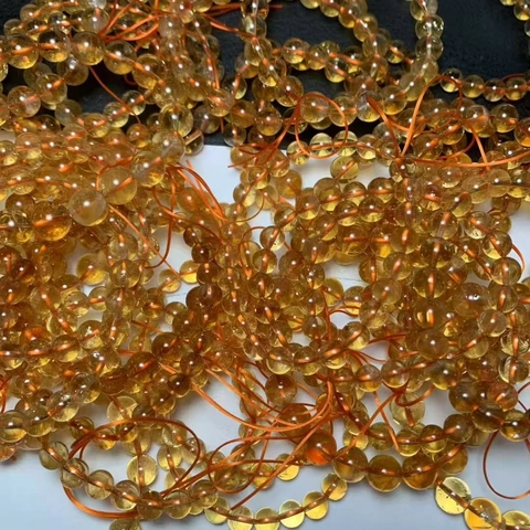Bracciale Con Perline Di Citrino Giallo Naturale Pietra Di Cristallo Tonda Gioielli Lucidati Per Donne Elegante