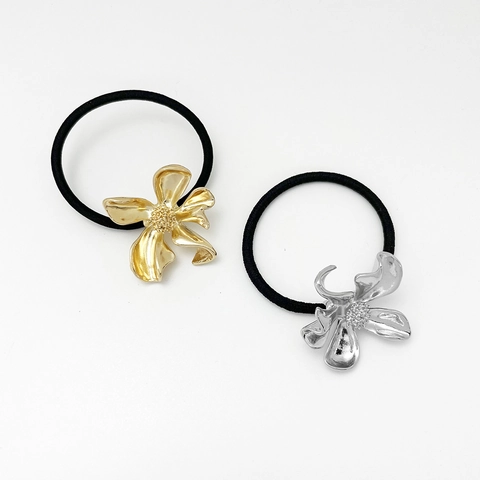 Elastici Per Capelli Fiore Lega Metallo Foglia Supporto Coda Di Cavallo Elastico Minimalista Pendolare Donna