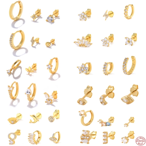 925 Sterlingsilber Zirkonia Stern Böses Auge Ohrring Kollektion Zierlicher Vergoldeter Schmuck Minimalistische Ear Cuffs Ohrstecker Damen