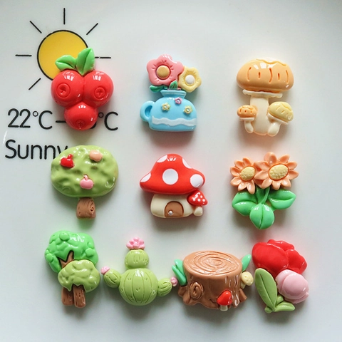 Resin DIY Accessories Cartoon Flowers Mushroom Tree Cactus Flatback Charms For Hair Clip Phone Case Decoration