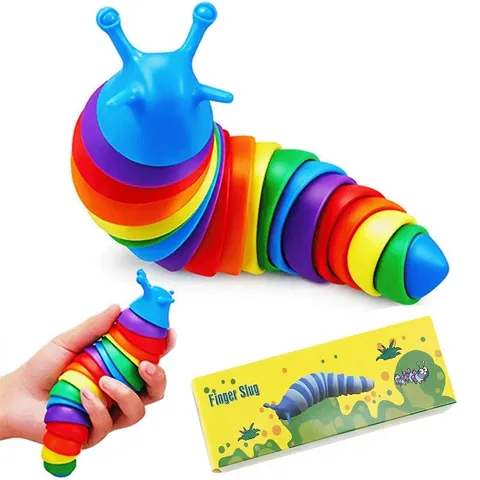Articulated Slug Fidget Toy Rainbow Stress Relief Snail Sensory Desktop Toy For Kids Adults Articulated Joint ABS Plastic