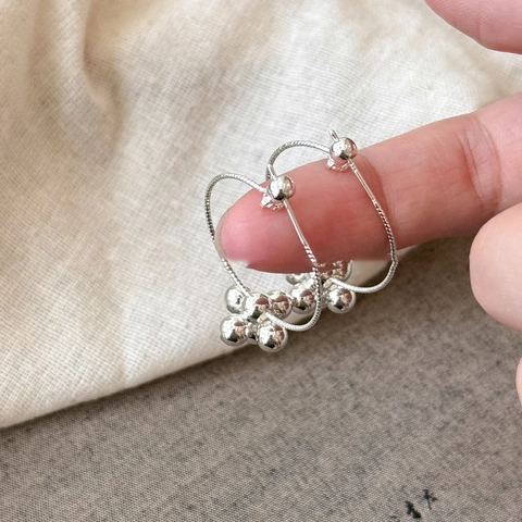 Pendientes De Aro Redondos Geométricos Para Mujer Joyería De Cobre Con Poste De Plata Flor De Metal De Racimo De Bolas