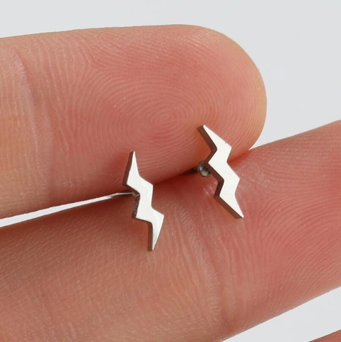 Pendientes De Botón De Rayo De Acero Inoxidable Joyas De Moda Geométricas Pulidas Para Mujeres