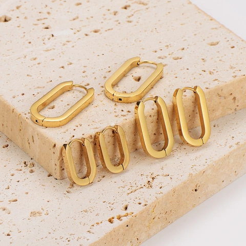 Minimalistische Creolen Aus Edelstahl In U-Form Geometrisch Oval Poliert Modeschmuck Für Damen