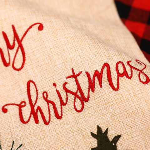 Funda Respaldo Silla Navidad Lino Burlap Camión Rojo Cuadros Búfalo Comedor Decorativo Protector Asiento