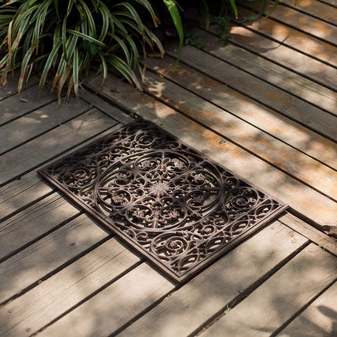 Felpudo De Hierro Fundido Resistente Hueco Decorativo Entrada Exterior Alfombra De Suelo Estilo Victoriano Vintage