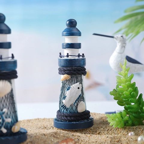 Mediterrane Houten Vuurtoren Nautische Zeilboot Strandstoel Zeevogel Ornament Desktop Home Decor Cadeau