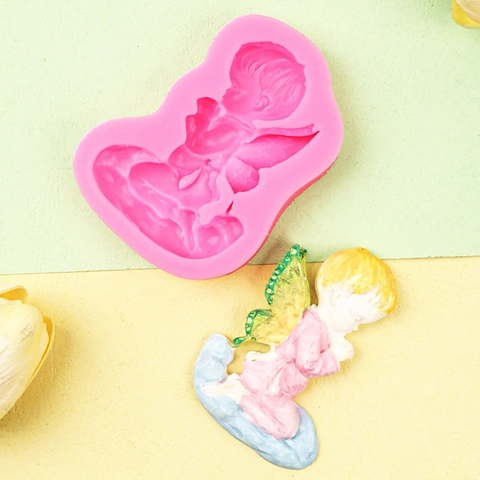 Praying Baby Angel Silicone Mold DIY Fondant Cake Decorating Chocolate Clay Plaster Crafting Flexible Non-Stick