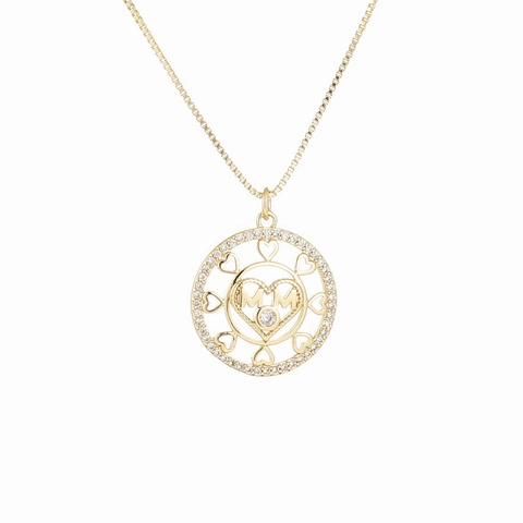 Elegant Heart Pendant Necklace Copper Micro Set Zircon Hollow Mom Letter Mother's Day Gift For Women Fashion Jewelry