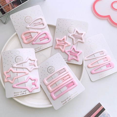 Mollette Per Capelli BB In Metallo Opaco Sfumato Rosa Forme A Cuore Stella Accessori Dolci Per Donne Ragazze