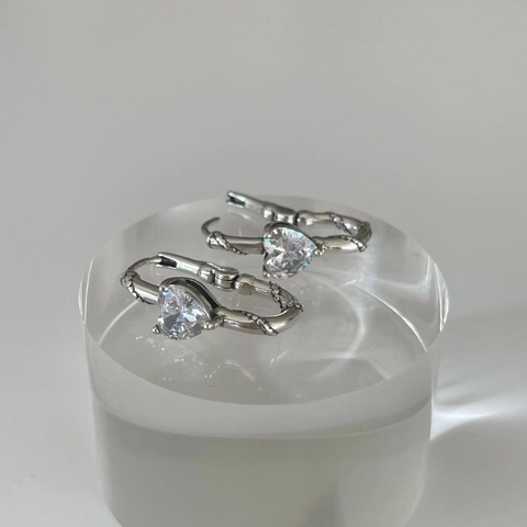 Orecchini A Lobo A Cuore Con Zircone E Perno In Argento Sterling 925 Incisione Vintage Gioielli Minimalisti Donna