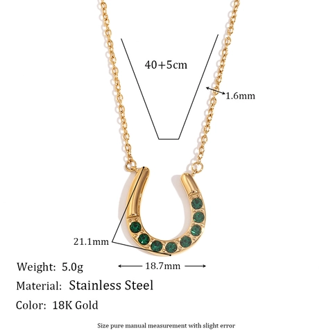 Collar Con Colgante De Herradura En Forma De U Chapado En Oro De 18K Acero Inoxidable Diamante De Imitación Para Mujer