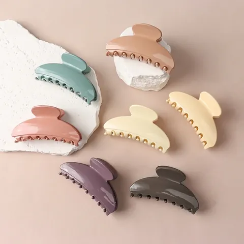 Women Hair Claw Clip Large PC Resin Matte Morandi Glossy Amber Lace Pattern Non-Slip Styling Fashion Hair Accessory
