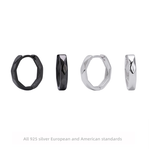 Orecchini A Cerchio Sfaccettati Geometrici Argento Sterling 925 Minimalista Esagono Ottagono Accessori Gioielli Per Donne Uomini