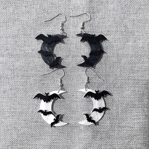 Halloween Fledermaus Mond Ohrhänger Gotik Acryl Mondsichel Schmuck Für Frauen Party Cosplay Neuheit Gruseliges Accessoire