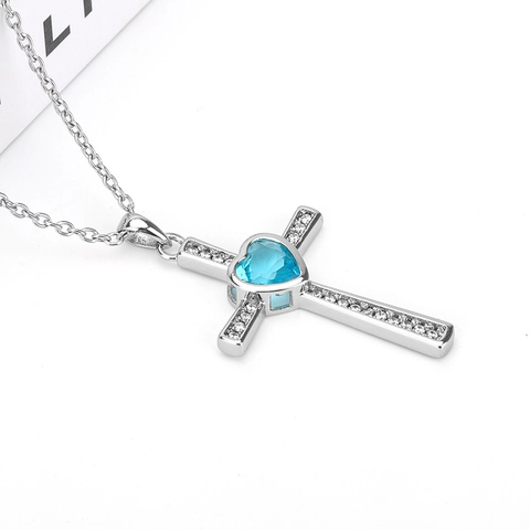 Collana Con Ciondolo a Croce a Cuore in Acciaio al Titanio Per Donna Elegante Gioielli Alla Moda Con Intarsi in Strass Regalo