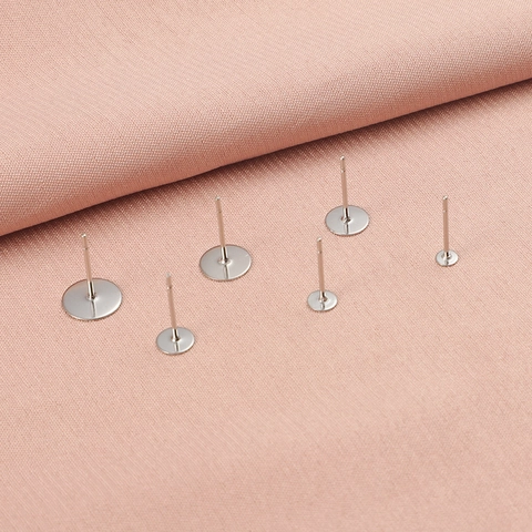 Stainless Steel Earring Posts Flat Head Blank Stud Base For DIY Jewelry Making Findings Crafting Components