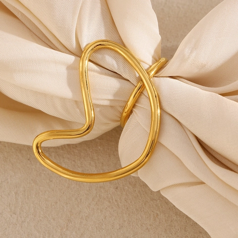 Minimalist Heart Line Ring Exaggerated 18K Gold Plated 316L Stainless Steel Jewelry For Women