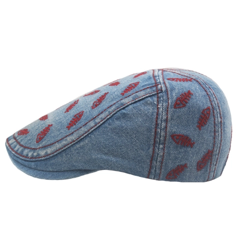 Newsboy Pet Gewassen Denim Katoen Visgraat Borduurwerk Retro Vintage Verstelbare Ivy Hoed Mode