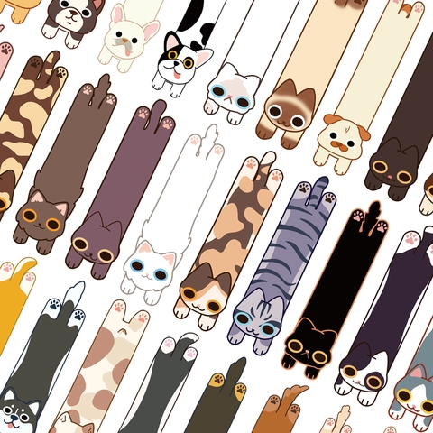 Marcadores De Libros De Papel Con Forma De Animal Gato Perro Dibujos Animados Para Libros Cartulina Blanca Material De Lectura