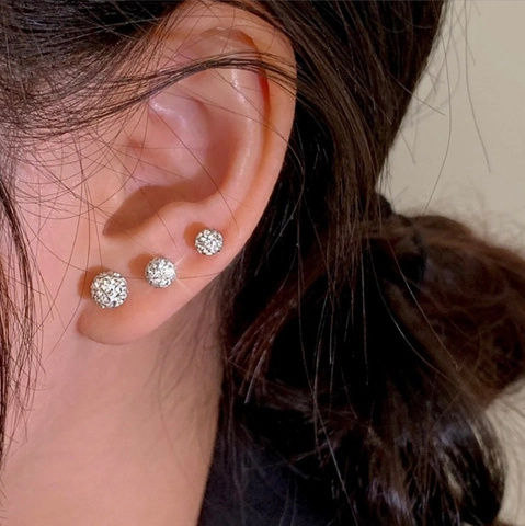 Minimalistische Legierung Strass Kugel Ohrstecker Mit Edelstahl Stift Glänzende Geometrische Ohrknochenstecker Für Damen Herren Schmuck