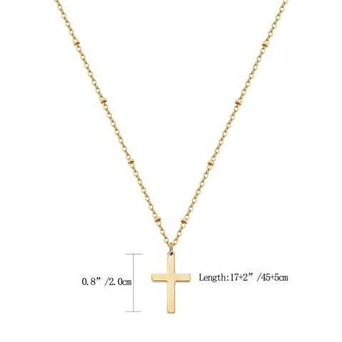 Collana Con Ciondolo A Croce In Acciaio Inossidabile Minimalista Donna Catena Satellitare Perline Gioielli