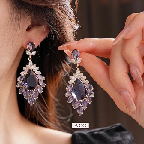 Orecchini Pendenti Fiore Goccia Acqua Con Perno In Argento Sterling 925 Rame Zircone Gioielli Lusso Vintage