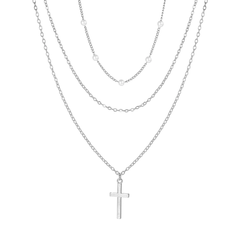 Fashion Alloy Rhinestone Heart Pendant Necklace For Women Multi-layered Cross Butterfly Bow Choker Gold Silver Chain Jewelry