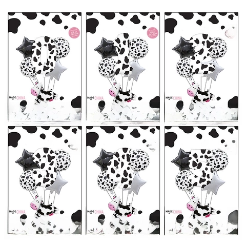 Cow Pattern Number Balloon Cow Shape Star Round Balloons Aluminum Foil Mylar Farm Animal Theme Birthday Party Decor Kids